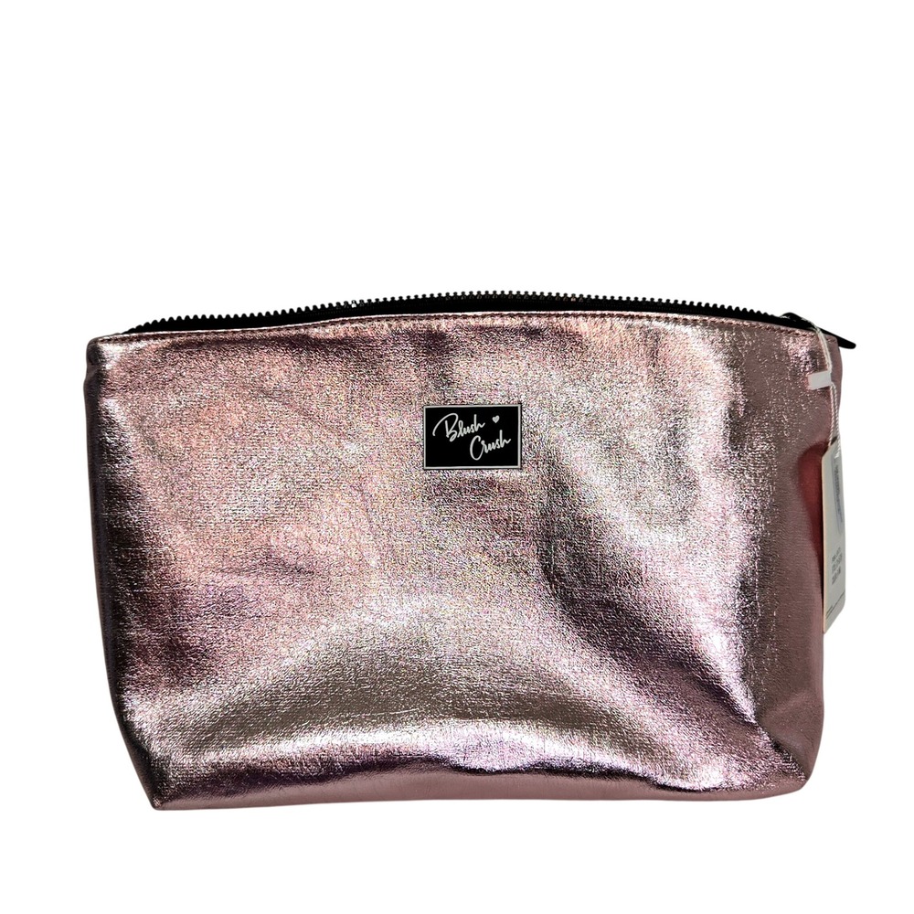 Blush Crush NEW Vegan Leather Metallic Pink Cosmetic Bag Makeup Pouch NWT